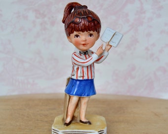 Vintage 1976 Ceramic Moppets Figurine of Teacher with a Book by Fran Mar