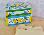 Vintage Tin Recipe Box with a Floral Design by Syndicate with Recipe Dividers