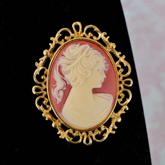 Vintage Cameo Brooch Made of Plastic and Gold tone Metal Etsy Canada