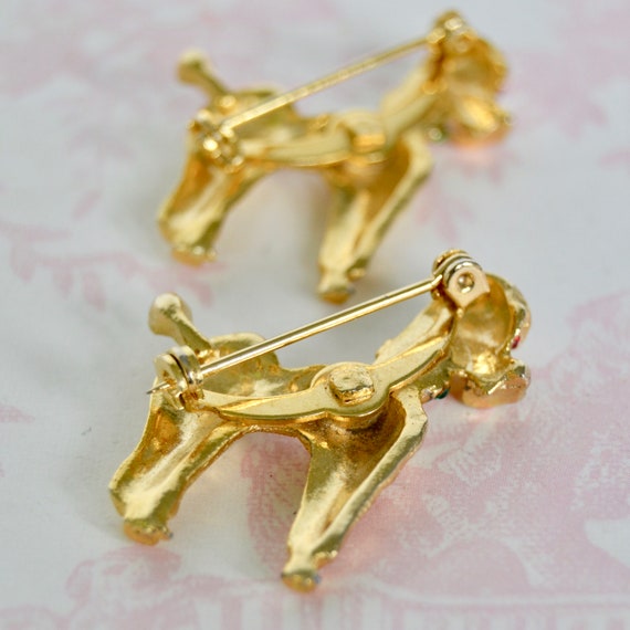 Vintage Pair of Poodle Pins Made of Gold Tone Met… - image 6