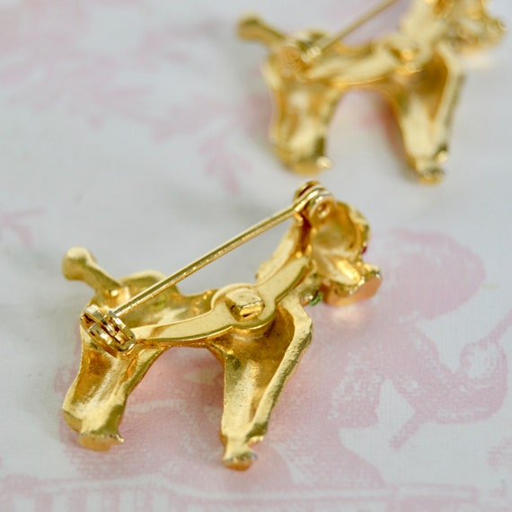 Vintage Pair of Poodle Pins Made of Gold Tone Met… - image 7