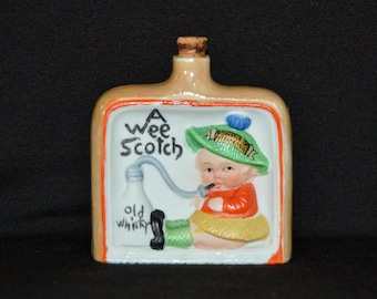 Vintage A Wee Scotch Thin Ceramic Flask Souvenir of Niagara Falls Made in Japan