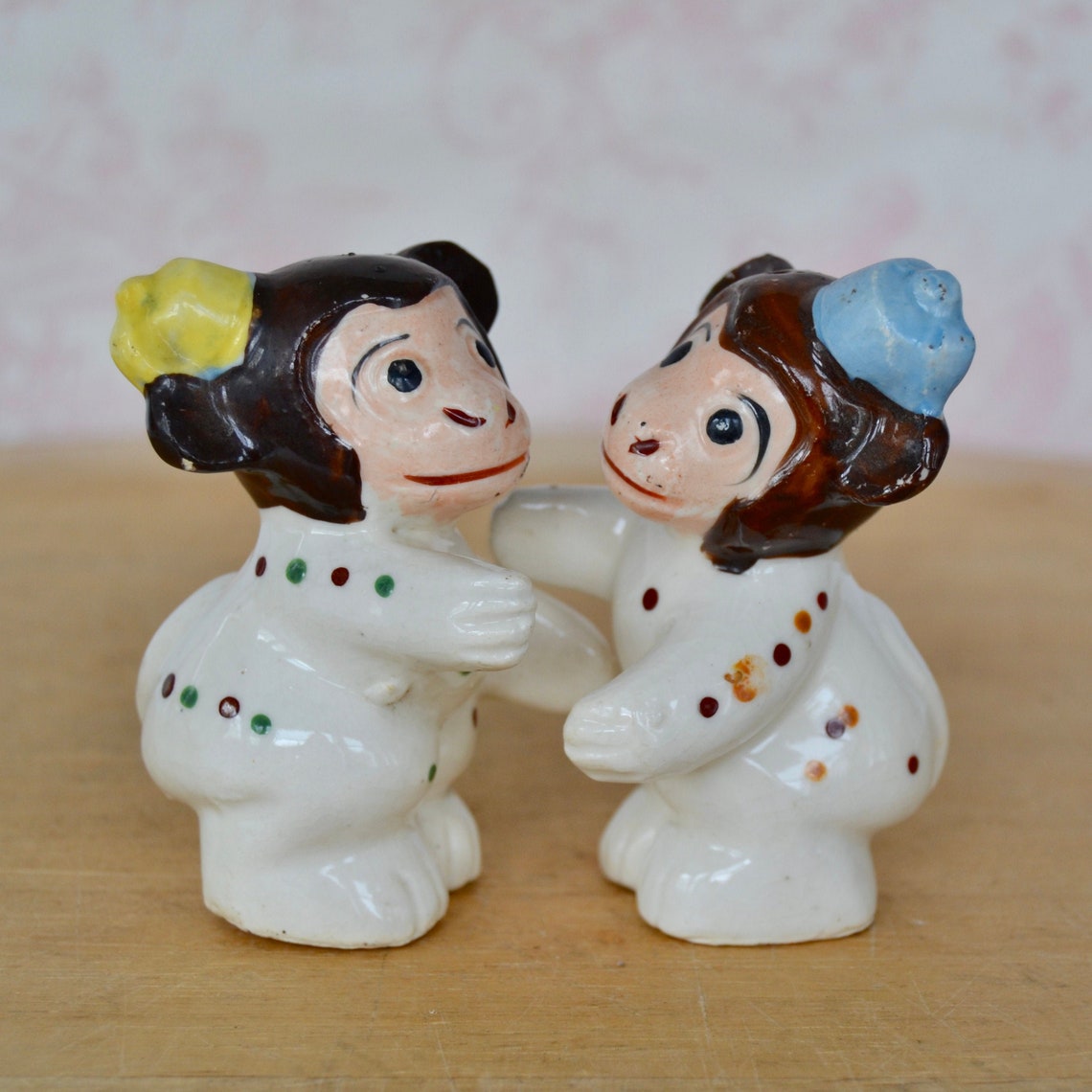 Vintage Hugging Monkey Salt and Pepper Shakers with Yellow and Etsy