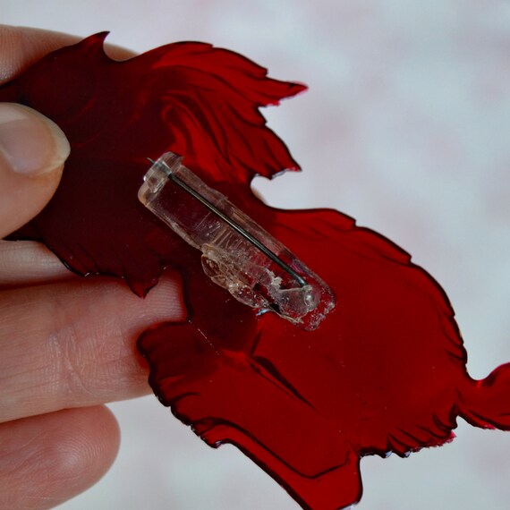 Vintage Running Dog Brooch Made of Dark Red Plast… - image 9