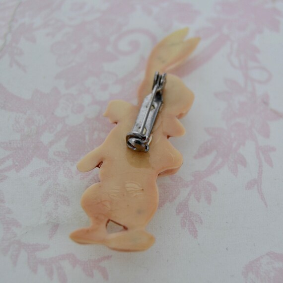 Vintage Celluloid Bunny Rabbit Plastic Brooch with Wi… - Gem
