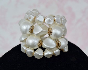 Vintage Wrap Bracelet with Plastic Round and Rock-Shaped Beads