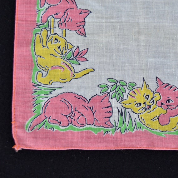 Vintage Child's Handkerchief with Yellow and Pink… - image 4