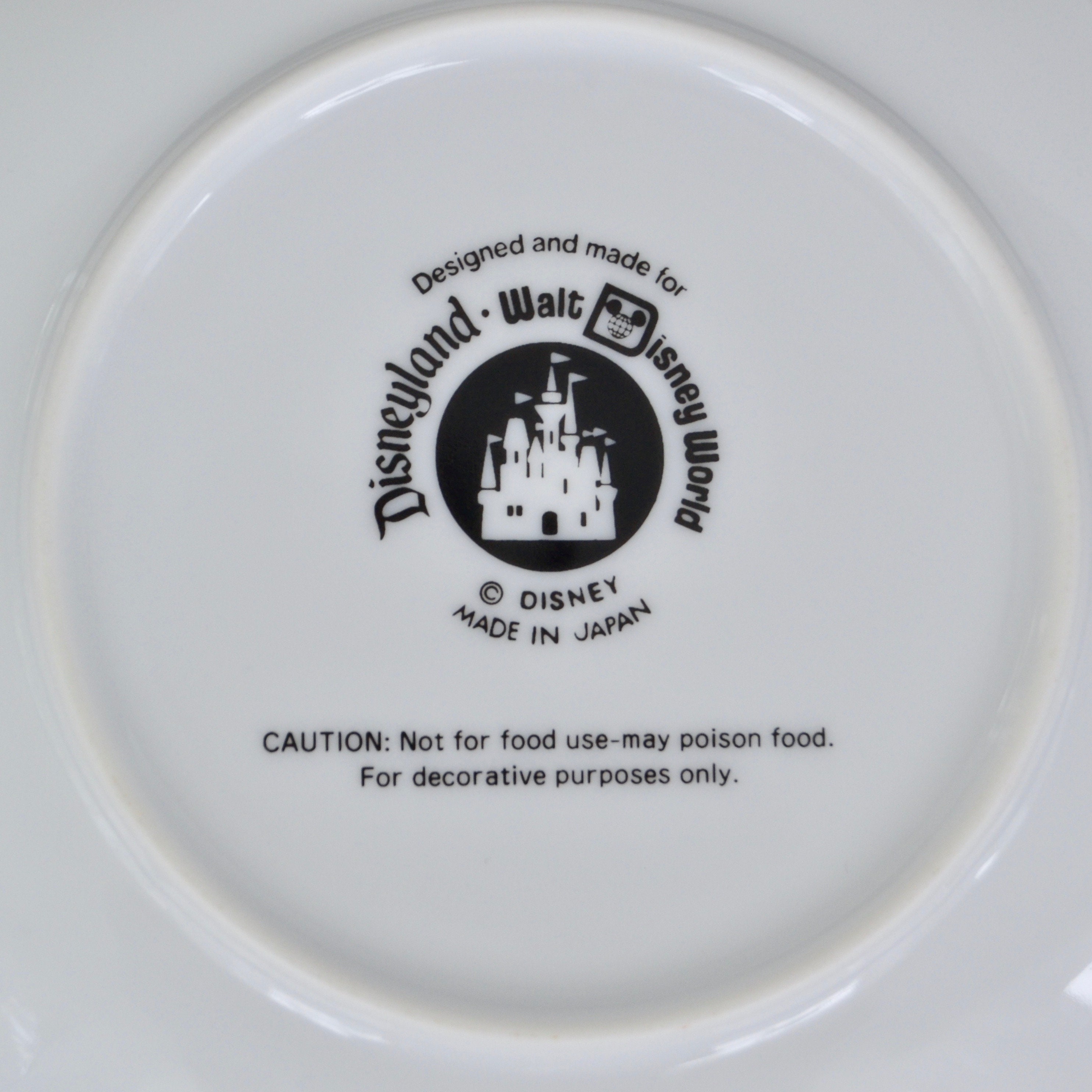 Vintage Walt Disney World Ceramic Decorative Plate With Wood Plate