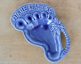 Vintage Myrtle Beach South Carolina Souvenir Ceramic Foot Trinket Dish  or Key Holder