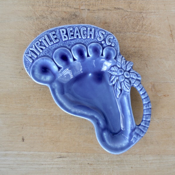 Vintage Myrtle Beach South Carolina Souvenir Ceramic Foot Trinket Dish  or Key Holder