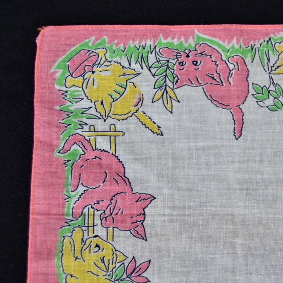 Vintage Child's Handkerchief with Yellow and Pink… - image 3