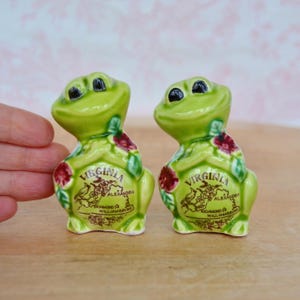 Petites salières et poivrières souvenirs de Virginie en céramique vintage fabriquées au Japon