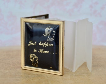 Vintage Photo Holder Compact Case Made of Gold Tone Metal and Vinyl Top with 9 Picture Slots