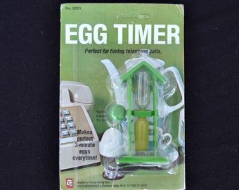 Vintage 1977 Egg Time in Green Made in Hong Kong for Kitchen King in Original Packaging