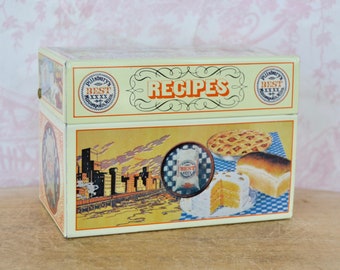 Vintage 1983 Tin Recipe Box with Pillsbury Flour Advertisements by the Pillsbury Co