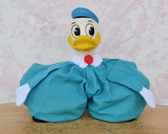 Vintage Donald Duck Small Stuffed Beanbag Toy with Rubber Head and Pellet Body by Walt Disney Productions Japan