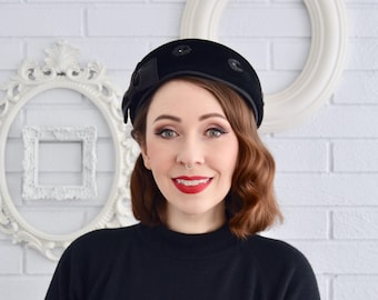 Vintage Black Wool Lace Hat with Gathered Bow I managed to make another Victorian Mourning bonnet  main image 4