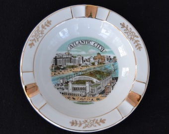 Vintage Atlantic City Souvenir Ceramic Ashtray or Trinket Dish Made in Japan