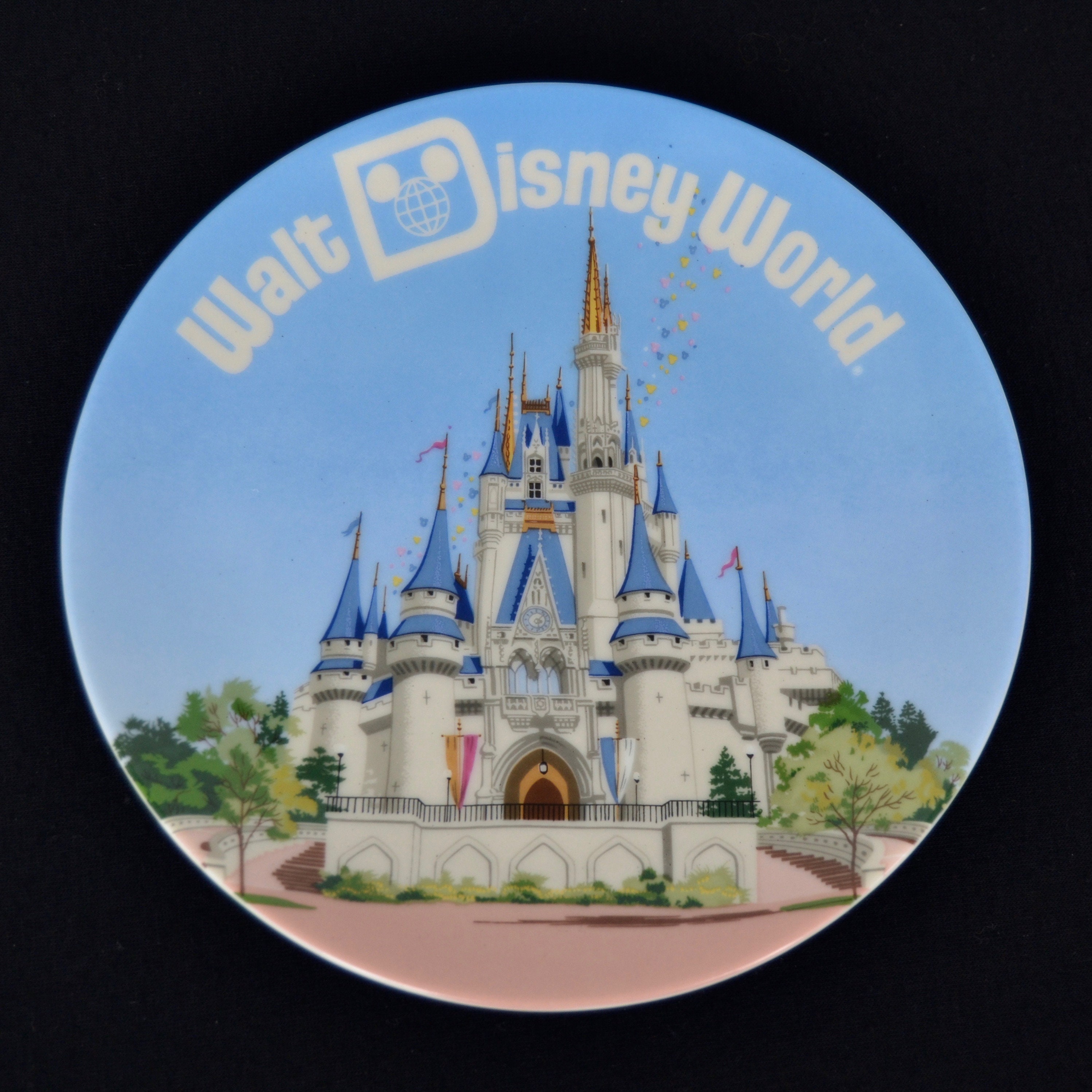 アンティーク　30年前　Walt Disney World プレート　2枚セット Vintage Walt Disney World Ceramic Decorative Plate With Wood Plate