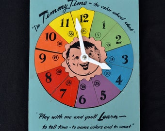Vintage Timmy Time Wood Puzzle Clock Learning Time and Colors and Counting by Sifo