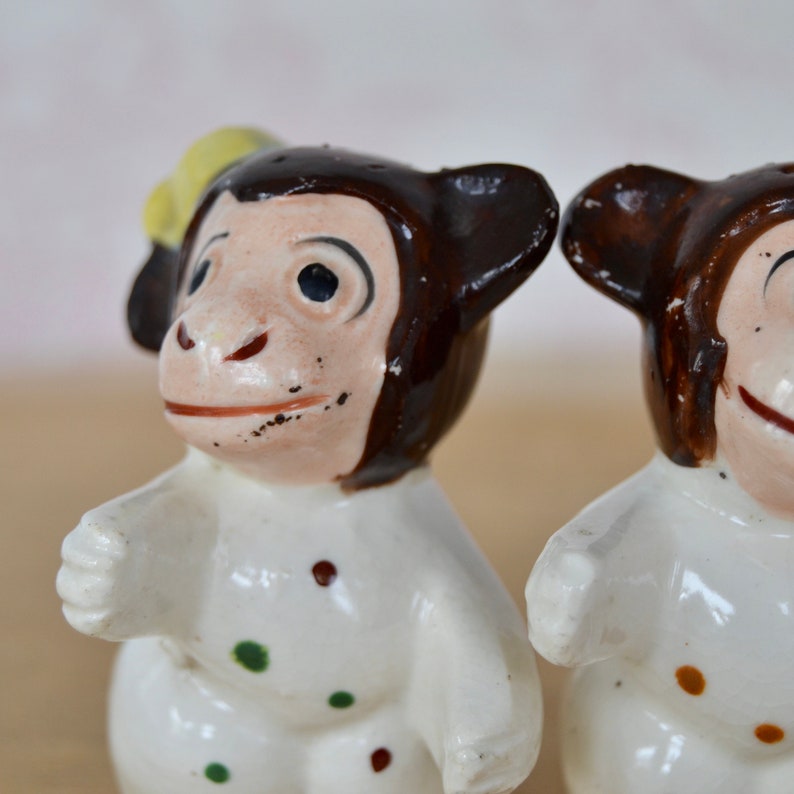 Vintage Hugging Monkey Salt and Pepper Shakers With Yellow and Etsy