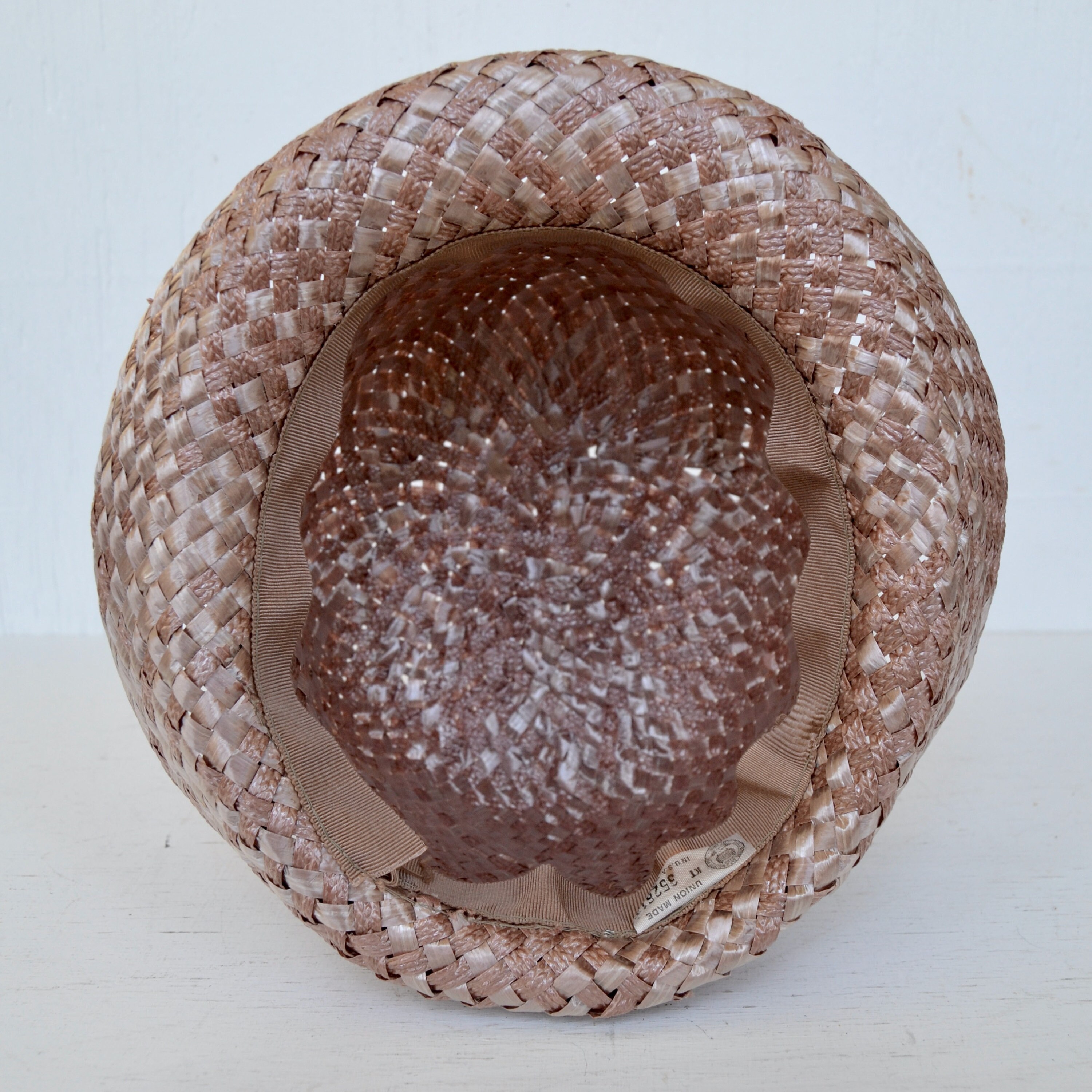 Vintage Union Made USA Ivory Woven Raffia Bucket Hat with Ribbon Bow Vintage Union Made cream straw hat with bow | Mercari main image 4
