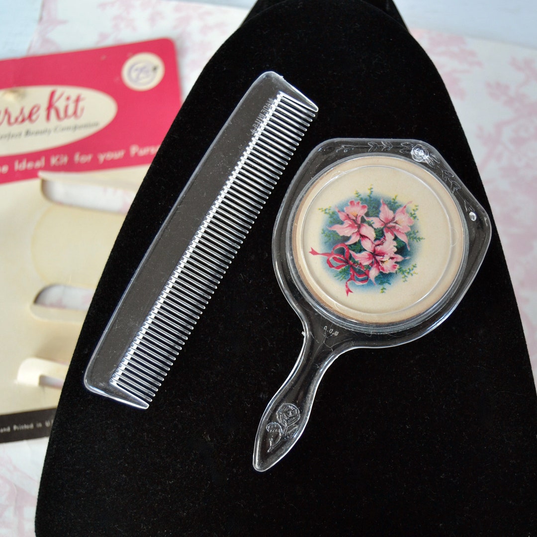 Vintage Plastic Hand Mirror and Clear Plastic Comb Set Purse Etsy