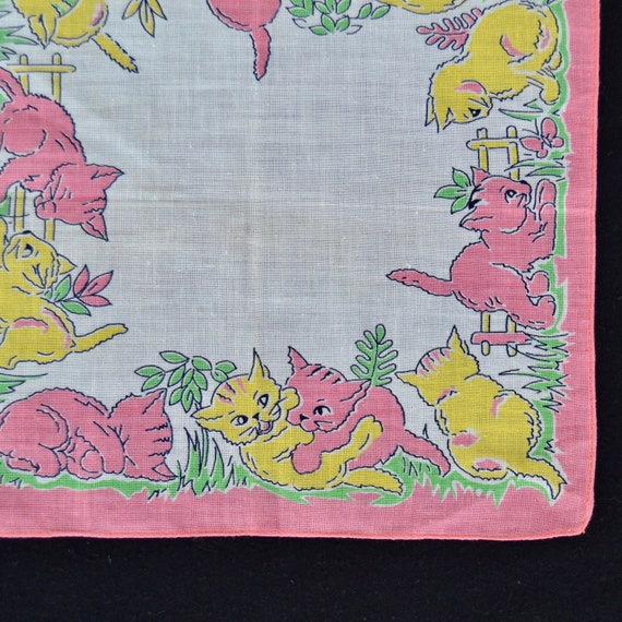 Vintage Child's Handkerchief with Yellow and Pink… - image 1