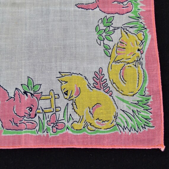 Vintage Child's Handkerchief with Yellow and Pink… - image 10