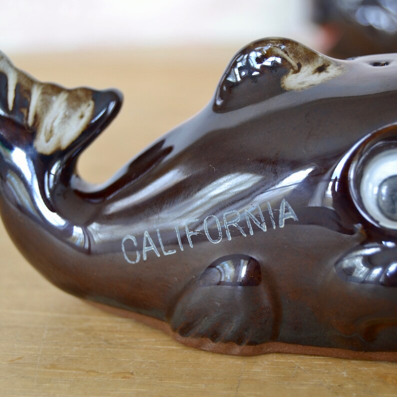 Vintage Whale Salt and Pepper Shakers Made of Redware Pottery Etsy