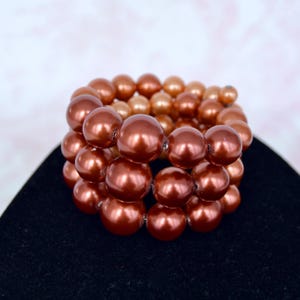 Vintage Beaded Wrap Cuff Bracelet Made of Wire and Plastic Beads in Shades of Copper