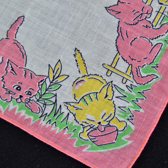 Vintage Child's Handkerchief with Yellow and Pink… - image 9