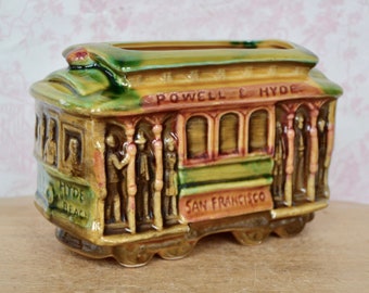 Vintage San Francisco Cable Car Trolley Ceramic Planter by SNCO Imports Japan