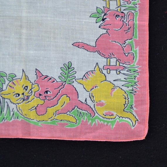 Vintage Child's Handkerchief with Yellow and Pink… - image 5
