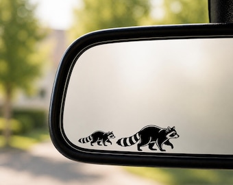 Raccoon Family Vinyl Decal | Mom and Baby Wildlife Car Mirror Sticker