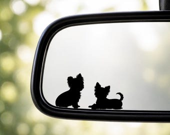 Sticker pour rétroviseur, fenêtre | Silhouette de chien | Sticker Yorkie | Résistant aux intempéries