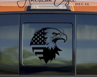 American Eagle Vinyl Car Decal Bald Eagle American Flag Patriotic Truck Window Sticker USA Pride Freedom