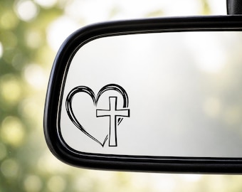 Heart Cross Decal | Waterproof Faith Sticker for Car, Laptop