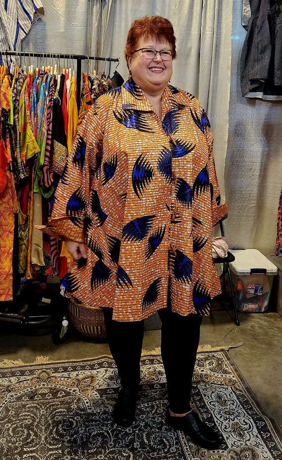 Authentique robe chemise tunique africaine gros boutons robe