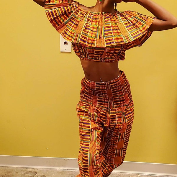 L'ensemble sarouel élastique Kente/Pantalon/Haut/couvre-chef est vendu séparément ou par lot.