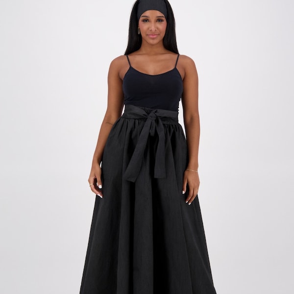 Plain Maxi Bazine Solid Skirt/Black African Skirt/Ankara Purple Skirt/One size.