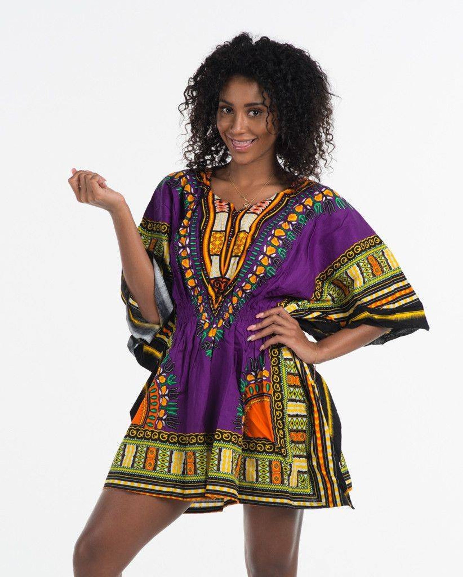 Women African Dashiki Print Poncho Top Shirt Elastic Waist | Etsy
