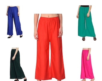 Pantalon large pour femme, taille élastique, pantalon d'été décontracté, coupe ample, pantalon de plage confortable, 100 % coton.