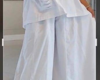 Long Skirt & Blouse Set - White/All White Skirtset/L-2XL.