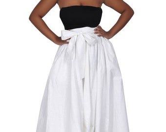 All White Solid Maxi Skirt/8 Panel Ankara White Skirt.