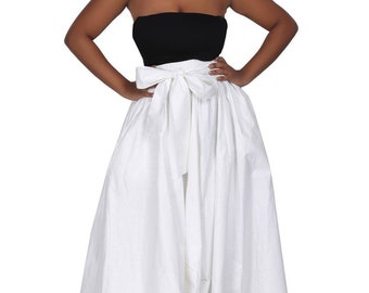 All White Solid Maxi Rock/8 Panel Ankara White Rock.