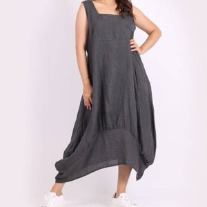 Women's Summer Linen Tank Dress – Sleeveless Tunic Dress With Pockets, Casual Lounge Wear