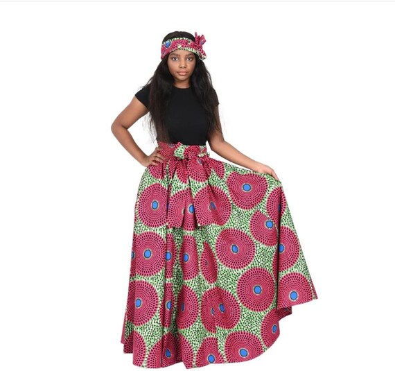Pink and green maxi skirt top