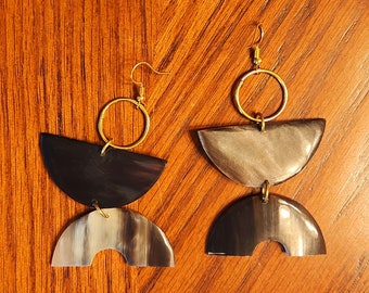 Natural Cow Horn Earrings, Statement natural Teardrop bold earrings. Length on style numbers.