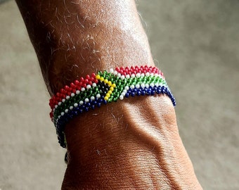 South African Flag Wrist Bracelet/ Beaded South Africa Bracelet for him/her /Gift idea.